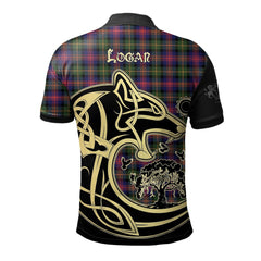 Logan Modern Tartan Polo Shirt Viking Wolf