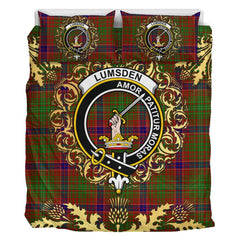 Lumsden Tartan Crest Bedding Set - Golden Thistle Style