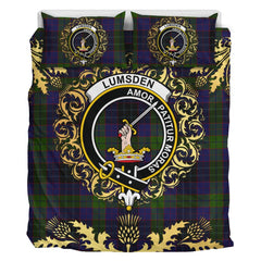 Lumsden Hunting Tartan Crest Bedding Set - Golden Thistle Style