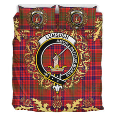 Lumsden Modern Tartan Crest Bedding Set - Golden Thistle Style