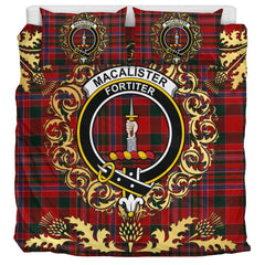 MacAlister 01 Tartan Crest Bedding Set - Golden Thistle Style