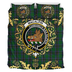 MacAlpin (MacAlpine) 02 Tartan Crest Bedding Set - Golden Thistle Style
