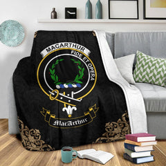 MacArthur (or Arthur) Crest Tartan Premium Blanket Black