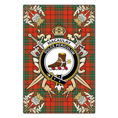 MacAulay Ancient Tartan Crest Black Garden Flag - Gold Thistle Style