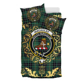 MacAulay Hunting Ancient Tartan Crest Bedding Set - Golden Thistle Style
