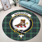 MacAulay Hunting Ancient Tartan Crest Round Rug