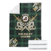 MacAulay Hunting Ancient Tartan Gold Courage Symbol Blanket