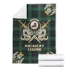 MacAulay Hunting Ancient Tartan Gold Courage Symbol Blanket