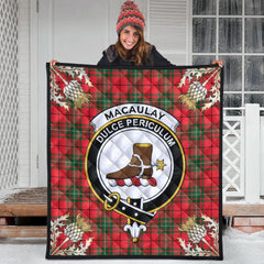 MacAulay Modern Tartan Crest Premium Quilt - Gold Thistle Style