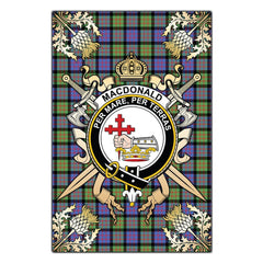 MacDonald Ancient Tartan Crest Black Garden Flag - Gold Thistle Style