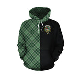MacDonald Lord of the Isles Hunting Tartan Hoodie Half of Me - Cross Style