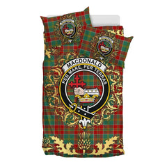 MacDonald of Kingsburgh Tartan Crest Bedding Set - Golden Thistle Style
