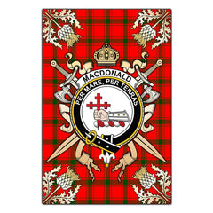MacDonald of Sleat Tartan Crest Black Garden Flag - Gold Thistle Style