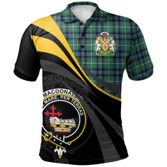 MacDonald of the Isles Hunting Ancient Tartan Polo Shirt - Royal Coat Of Arms Style