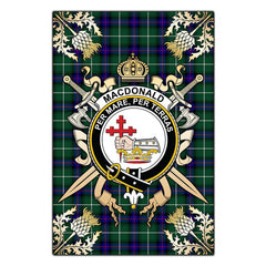 MacDonald of the Isles Hunting Modern Tartan Crest Black Garden Flag - Gold Thistle Style