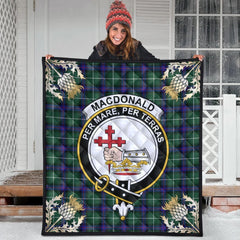 MacDonald of the Isles Hunting Modern Tartan Crest Premium Quilt - Gold Thistle Style