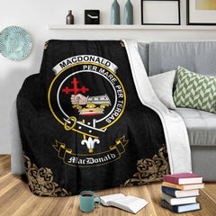 MacDonald (Clan Donald) Crest Tartan Premium Blanket Black