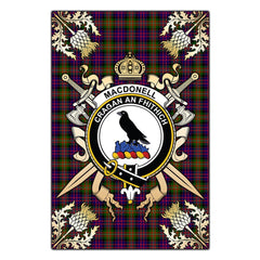 MacDonnell of Glengarry Modern Tartan Crest Black Garden Flag - Gold Thistle Style