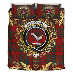 MacDougall 02 Tartan Crest Bedding Set - Golden Thistle Style