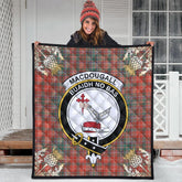 MacDougall Ancient Tartan Crest Premium Quilt - Gold Thistle Style