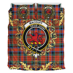 MacDuff Ancient Tartan Crest Bedding Set - Golden Thistle Style