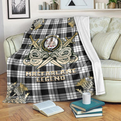 MacFarlane Black & White Tartan Gold Courage Symbol Blanket