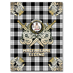 MacFarlane Black & White Tartan Gold Courage Symbol Blanket