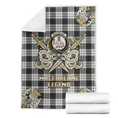 MacFarlane Black & White Ancient Tartan Gold Courage Symbol Blanket