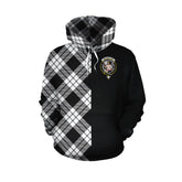 MacFarlane Black _ White Tartan Hoodie Half of Me - Cross Style