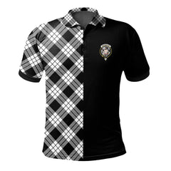 MacFarlane Black and White Tartan Polo Shirt Half of Me - Cross Style