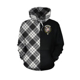 MacFarlane Black _ White Ancient Tartan Hoodie Half of Me - Cross Style