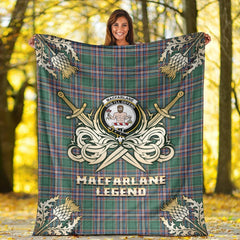 MacFarlane Hunting Ancient Tartan Gold Courage Symbol Blanket