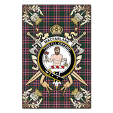 MacFarlane Hunting Modern Tartan Crest Black Garden Flag - Gold Thistle Style