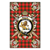 MacFie Tartan Crest Black Garden Flag - Gold Thistle Style