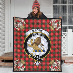 MacFie Tartan Crest Premium Quilt - Gold Thistle Style