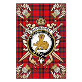MacGillivray Modern Tartan Crest Black Garden Flag - Gold Thistle Style