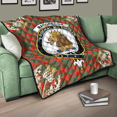 MacGregor Ancient Tartan Crest Premium Quilt - Gold Thistle Style