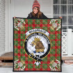 MacGregor Modern Tartan Crest Premium Quilt - Gold Thistle Style