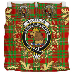 MacGregor Modern Tartan Crest Bedding Set - Golden Thistle Style