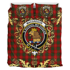 MacGregor of Balquhidder Tartan Crest Bedding Set - Golden Thistle Style