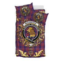 MacGregor of Glengyle Tartan Crest Bedding Set - Golden Thistle Style