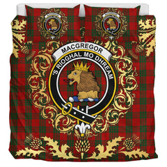 MacGregor of Glenstrae Tartan Crest Bedding Set - Golden Thistle Style