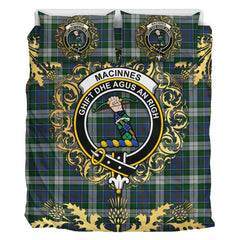 MacInnes Dress Tartan Crest Bedding Set - Golden Thistle Style