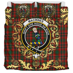 MacInnes Hastie Tartan Crest Bedding Set - Golden Thistle Style