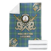 MacIntyre Hunting Ancient Tartan Gold Courage Symbol Blanket