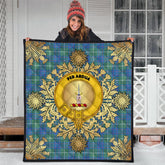 MacIntyre Hunting Ancient Tartan Crest Premium Quilt - Gold Thistle Style