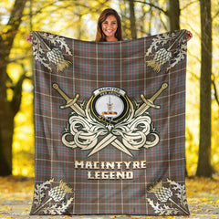 MacIntyre Hunting Weathered Tartan Gold Courage Symbol Blanket