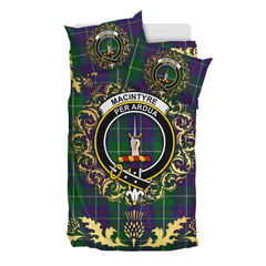 MacIntyre Inglis Tartan Crest Bedding Set - Golden Thistle Style