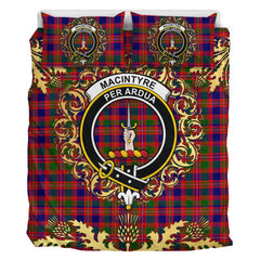 MacIntyre Modern Tartan Crest Bedding Set - Golden Thistle Style