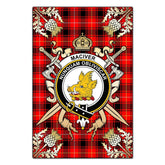MacIver Modern Tartan Crest Black Garden Flag - Gold Thistle Style